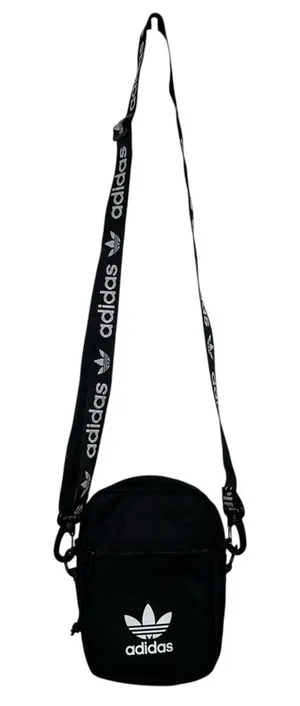 Adidas Originals Trefoil Festival Crossbody Bag Black Logo Webbed Strap Pouch thumbnail 1