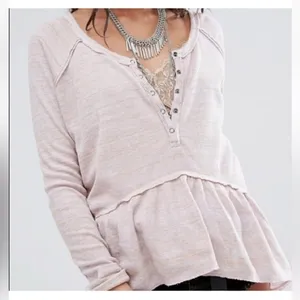 Free People We the Free Babydoll Peplum Purple Off White Top Size XS thumbnail 1