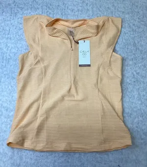 Calia Golf Renew‎ Cap Sleeve Polo Peach Sherbet Ribbed Quarter Zip XS WCG1001 thumbnail 1