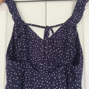 White Fox Polka Dot Mini Dress sleeveless ruffle tie bow back v-neck lightweight thumbnail 11