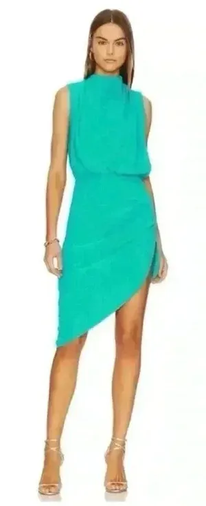 NWOT Amanda Uprichard Fabianna Cowl Neck Sleeveless Midi Dress Atlantis Green S thumbnail 1