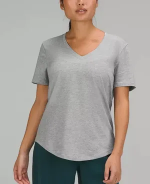 Lululemon Gray V-Neck Women's Top thumbnail 1