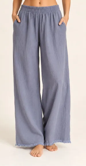 Misslook Wide Leg Cotton Gauze Pants Coastal Boho Beach Y2K Lagenlook Relaxed XL thumbnail 1