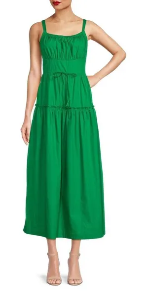NWT Walter Baker Brynn Tiered Cotton Maxi Dress - Green - XL thumbnail 1