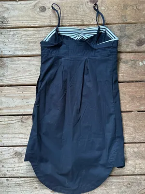 Maeve Anthropologie button front poplin sleeveless dress black xxs thumbnail 6