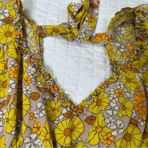 Floral Puff Sleeve Blouse Fall in Yellow and Brown Top thumbnail 9