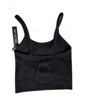 Set active scoop ribbed top in onyx thumbnail 3