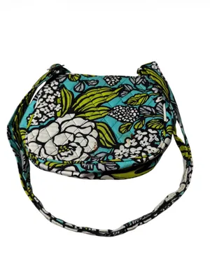 Vera Bradley Teal Floral Quilted Crossbody with Lime & White Accents thumbnail 2