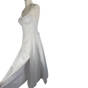 Haute Monde Maxi Dress Womens L White Corset Lace Up Back Slit Boho Bridal thumbnail 11