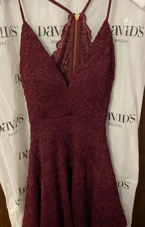 Burgundy floral dress with sparkles thumbnail 1