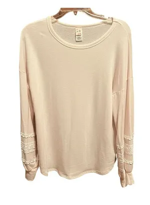 7th Ray Cream Lace Accent Long Sleeve Shirt Large thumbnail 1