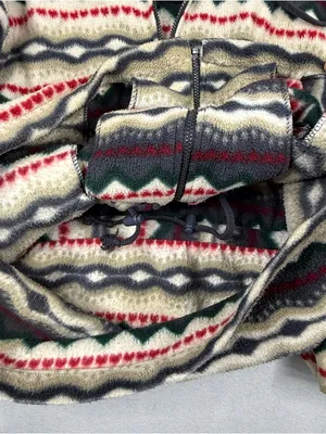 Vintage American Eagle Fleece Hoodie M Southwestern Fair Isle Y2K Full Zip thumbnail 7