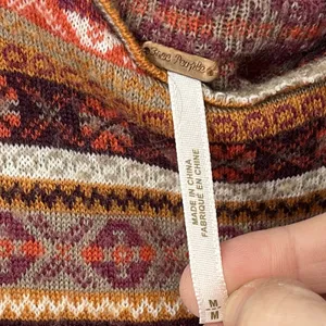 Free People Fair Isle Sweater Tank Dress Burgundy Multicolor Women's Medium thumbnail 3