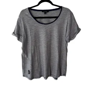 Lauren Ralph Lauren Women's Striped T Shirt Top XL Navy Blue‎ White Casual thumbnail 8