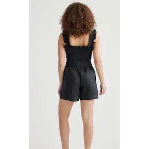Quince Women's 100% European Linen High Waisted Pull-On Shorts Black Size Large thumbnail 2