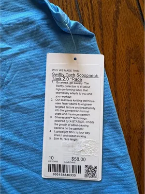 Lululemon Swiftly Tech Scoopneck Tank 2.0 Race Length Ocean Wave Size 10 NWT thumbnail 3