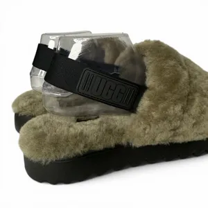 New UGG Super Fluff Slippers Sz 11 Logo Strap Shoes 1121751 Australian Lambs Fur thumbnail 6