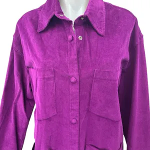 Almost Vintage Women's Purple Corduroy Velvet Velour Button Shirt Jacket Top M thumbnail 3