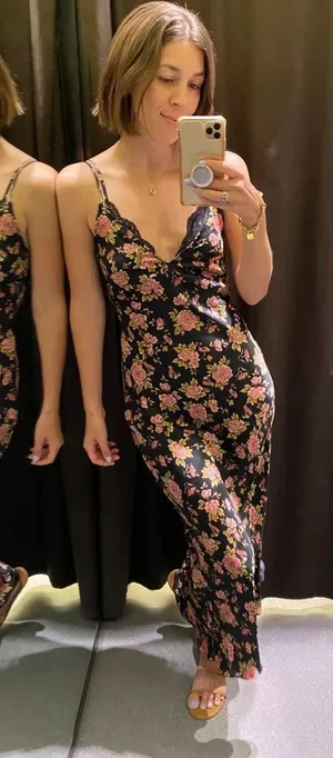 Zara Brown Maxi Slip Lingerie Style Print Dress Pink Floral Small thumbnail 1