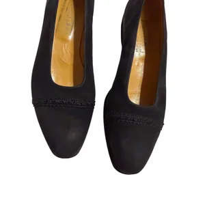 Vintage Harold's Black Suede Cap-Toe Flats Loafers‎ size 9AA Made in Italy thumbnail 12