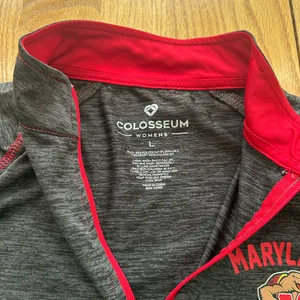 Colosseum Maryland Terrapins Women’s Large 1/4 Zip‎ Pullover Gray Red Heathered thumbnail 4