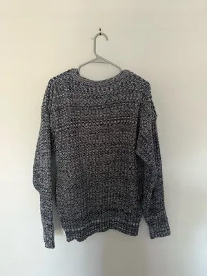 Vintage Knit Heather Grey and Blue Sweater thumbnail 7