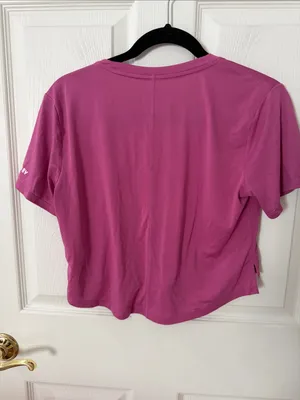Nike Women's Dri-FIT Pink Cropped Athletic Tee small Orangetheory branded thumbnail 4