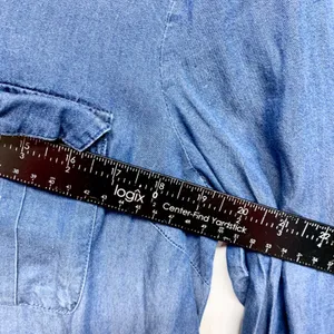 New Directions Chambray Button‎ Down Womens Size M Blue Lyocell Denim Shirt Top thumbnail 3
