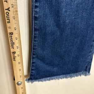 Risen Jeans Women's Distressed Raw Hem Flare Denim Blue Size 5/27 thumbnail 7