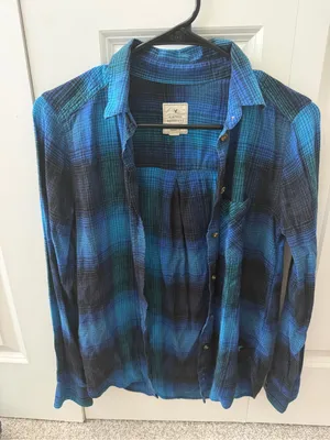 American Eagle Women’s Vintage Boyfriend Preppy Cotton Blend Button Down Shirt thumbnail 5