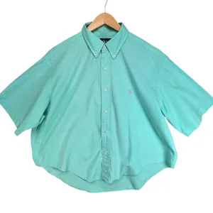 Ralph Lauren Turquoise Cotton Short Sleeve Button Down Classic Fit Shirt‎ XL thumbnail 1