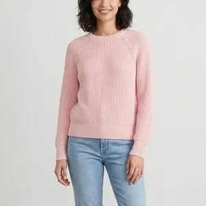 J.Crew Women's Pink Shaker Stitch Cotton Crewneck Raglan Sweater BN190 Size XS thumbnail 6