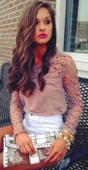 ✨Lace Long Sleeve Blouse✨ Orange Size M thumbnail 1