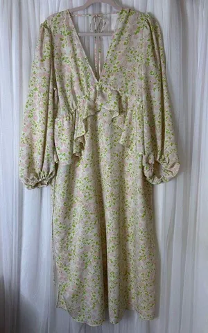 Topshop Pink and Green Floral Dress Size 10 maternity thumbnail 1