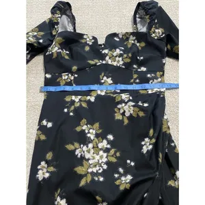 Reformation Floral Sweetheart Neck Midi Dress Long Sleeve Side Slit Size 6 thumbnail 16