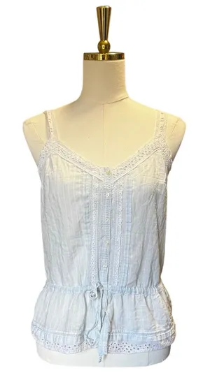 Abercrombie & Fitch Pale Aqua Blue Cami Top with Lace Trim Size M thumbnail 1