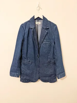 Reformation Elsa Relaxed Denim Blazer Owens Wash Blue Size XS thumbnail 2