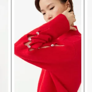 NWT & Other Stories Red Mohair Wool Rhinestone Cropped Sweater XS thumbnail 5