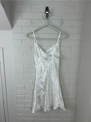 Lulus Close To Your Heart White Satin Jacquard Cowl Slip Mini Dress Size XS thumbnail 7