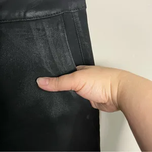 PAIGE Nellie‎ Coated Black High Rise Wide-Leg Cropped Pants thumbnail 6