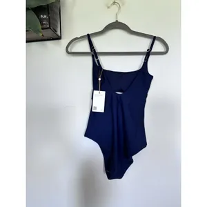 NWT Quince Deep Navy Blue Italian Cut Out One-Piece Swimsuit Sz Small thumbnail 4