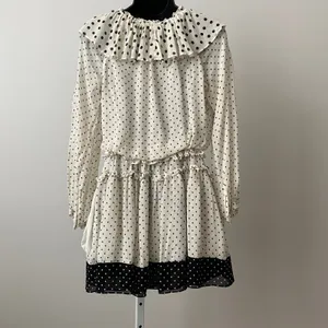 ZARA Cottage XS White Polka‎ Dot Mini Dress Ruffle Collar Boho Chic thumbnail 6
