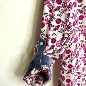 Tommy Hilfiger Women’s Pink Floral Cotton Buttoned Shirt Sz L Cottage Y2K Preppy thumbnail 4