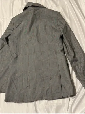Walter Baker Windowpane Single-Breasted Blazer - Gray with Tan Check thumbnail 4