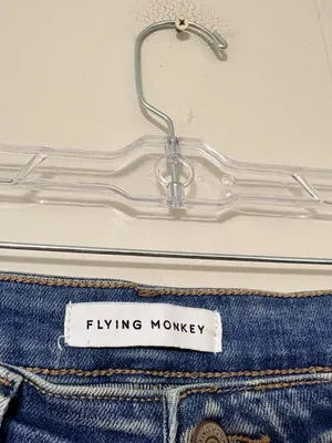 Vervet Flying Monkey High Rise Flare Jeans Womens 29 Distressed Raw Hem Stretch Blue thumbnail 4