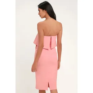 Lulu’s Lots of Love Light Pink Strapless Midi strapless flounce Dress thumbnail 4