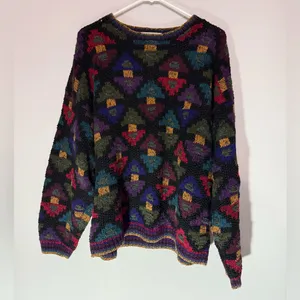 VTG NORTHERN ISLES Nordic Grandpa Sweater Funky Chunky Knit Multi Color Size XL thumbnail 2
