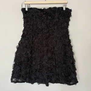 White Fox Pretty Women Mini dress floral tulle Black Strapless size M black thumbnail 3