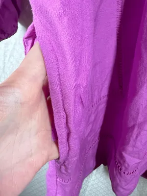 Loft Pink Linen Blend Long‎ Puff Sleeve Dress thumbnail 4