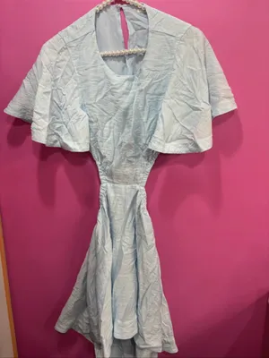 Tularosa Light Blue Flutter Sleeve Fit-and-Flare Dress thumbnail 1